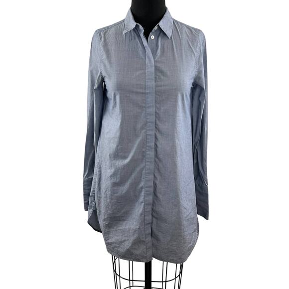BABATON Blue Top Cotton Collared Long Sleeve Button Up Tunic Regular  XS - Picture 1 of 9